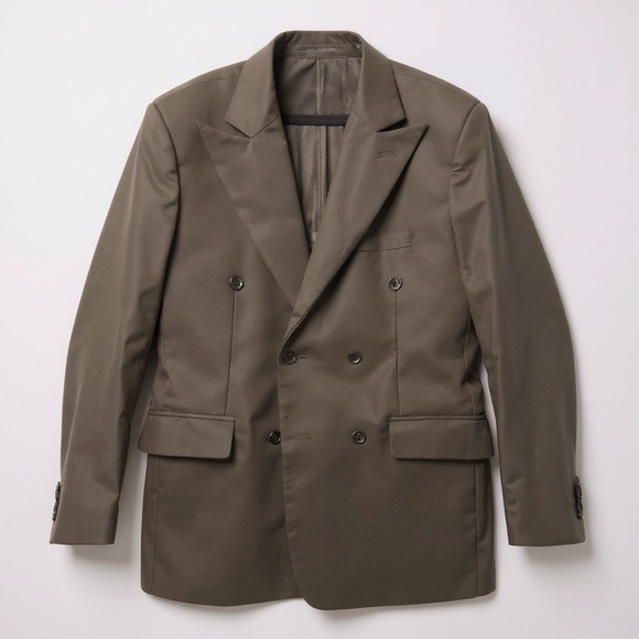 Mens Black Double-Breasted Blazer Jacket With Notched Lapels & Buttoned Cuffs NW - Picture 1 of 8